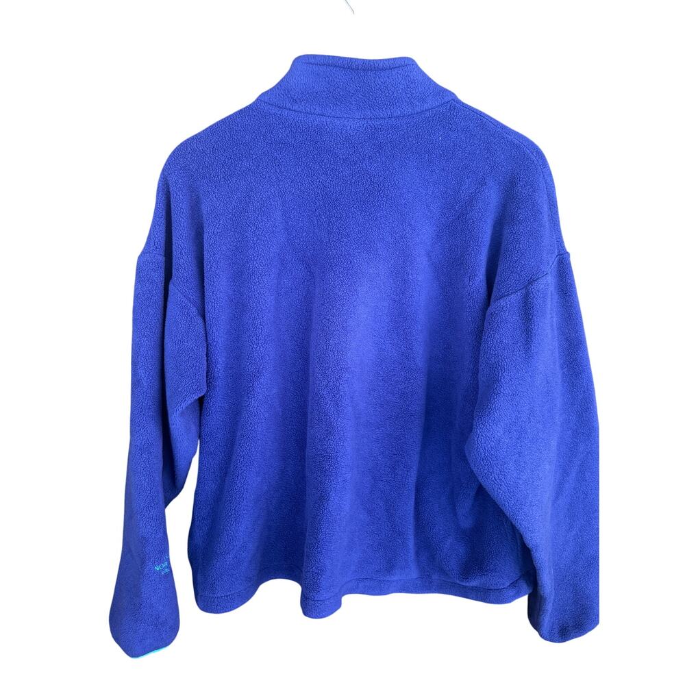 North Face Womens Vintage Fleece Jacket L Snap Blue Purple Outdoors Camp Hike - Picture 3 of 7